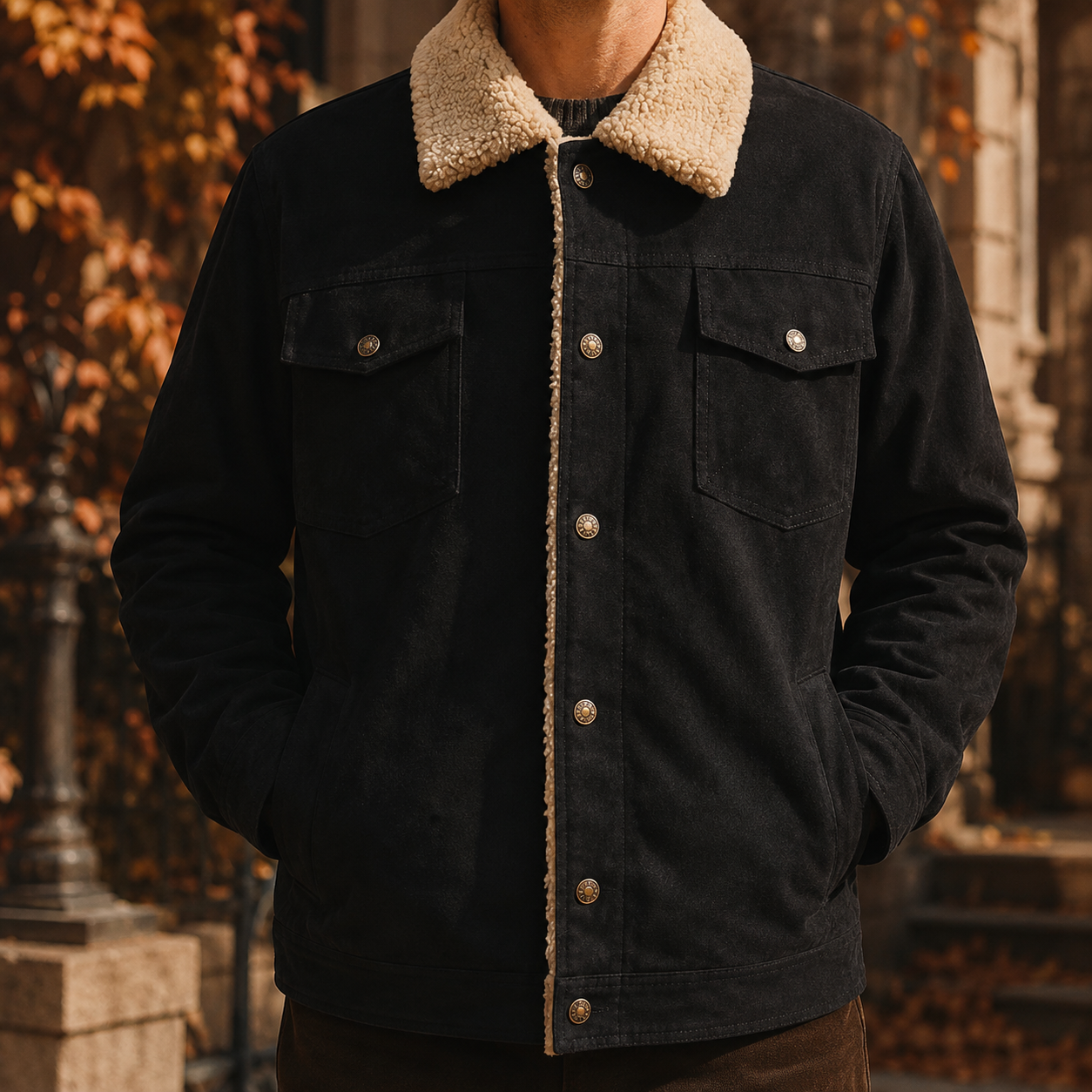 Herren-Fleecejacke im Bomber-Stil