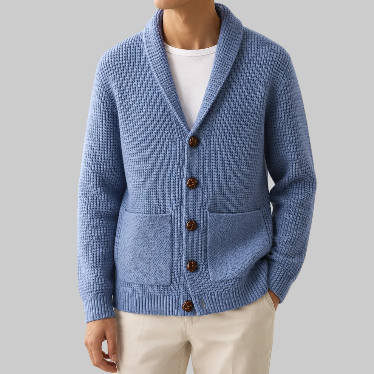 Herren Strickjacke mit V-Ausschnitt und Knopfleiste