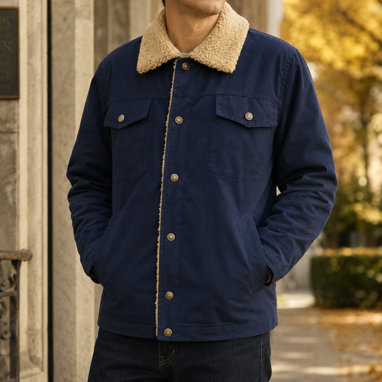 Herren-Fleecejacke im Bomber-Stil