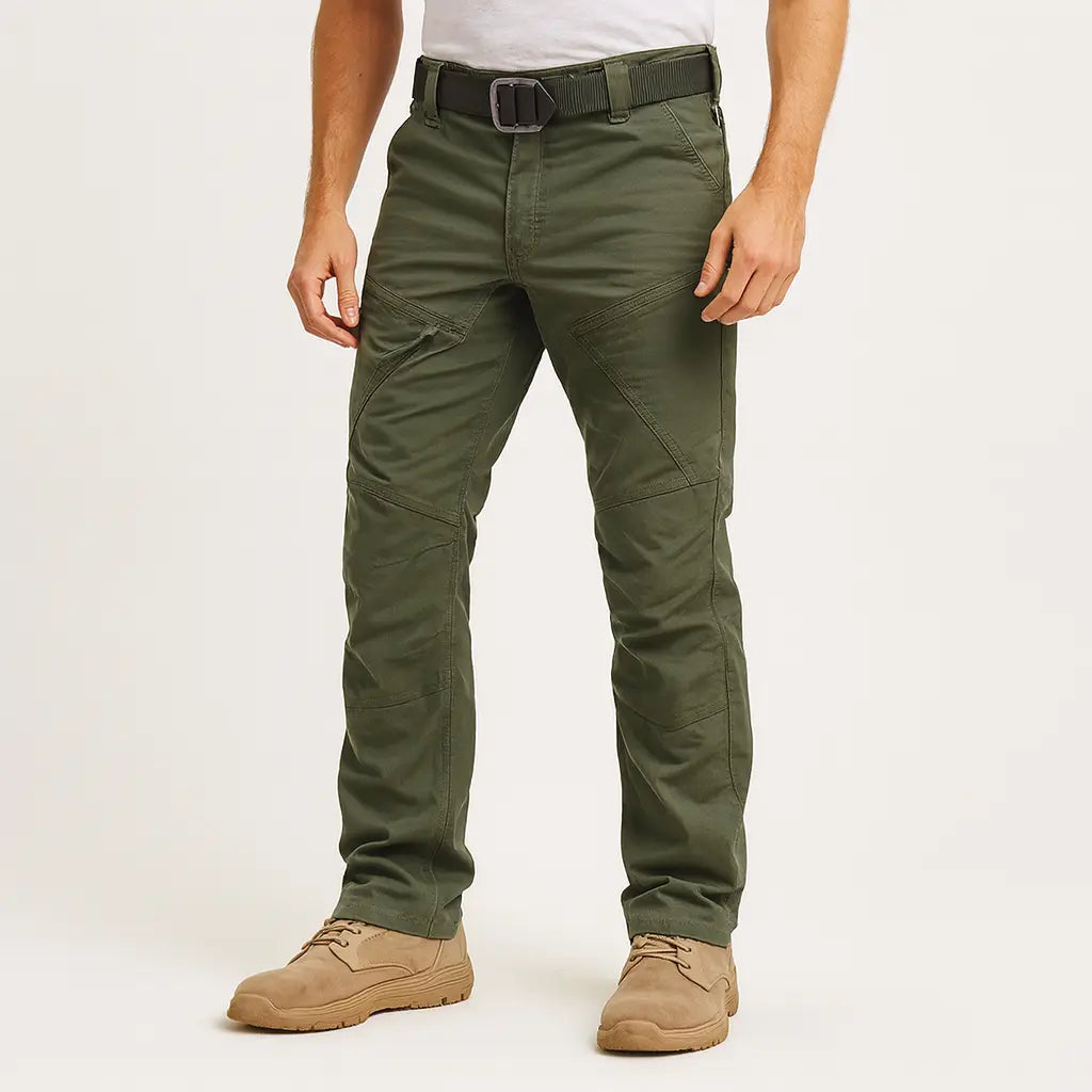 Pantalon cargo tactique extensible étanche pour hommes en vert armée