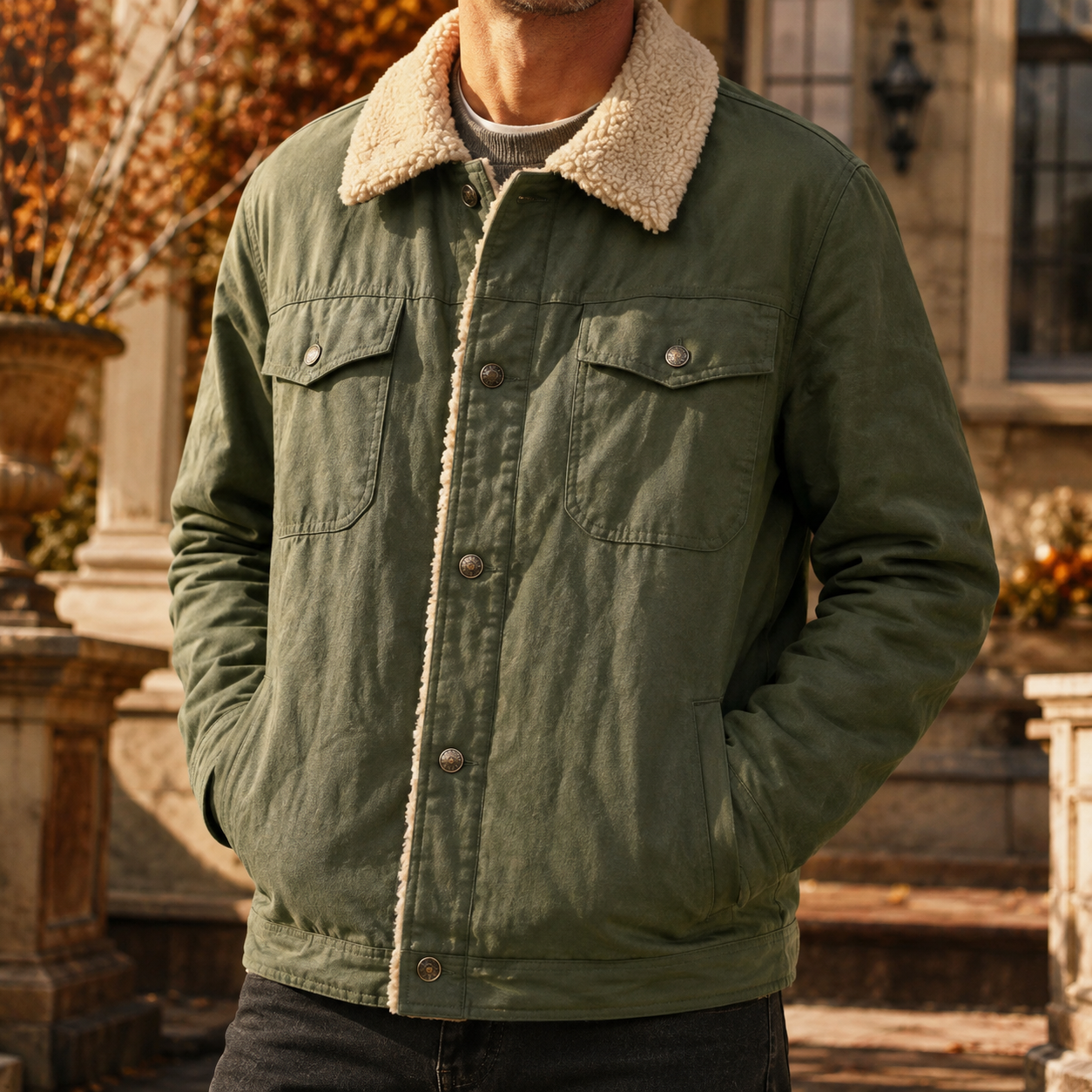 Herren-Fleecejacke im Bomber-Stil