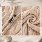 Herren Strickpullover mit Zopfmuster und Half-Zip