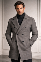 Manteau à carreaux pour hommes avec double boutonnage