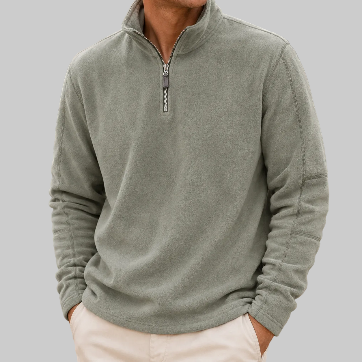 Herren Half Zip Fleecepullover mit Stehkragen