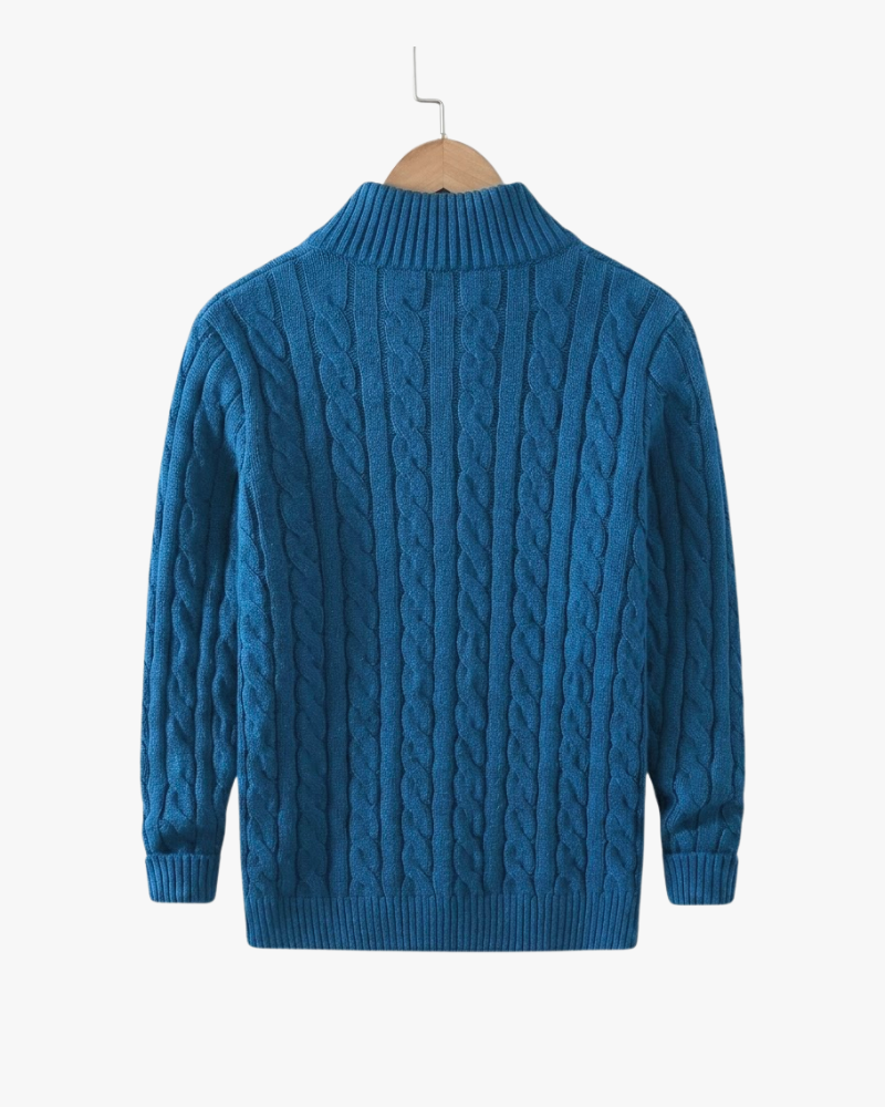 Pull en tricot à demi-fermeture éclair pour homme