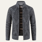 Cardigan homme en tricot avec fermeture éclair et col montant