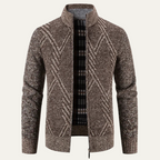 Cardigan homme en tricot avec fermeture éclair et col montant
