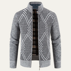 Cardigan homme en tricot avec fermeture éclair et col montant