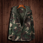 Herren Winterjacke mit Kapuze und Camouflage Muster