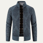 Cardigan homme en tricot avec fermeture éclair et col montant