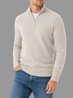 Pull en laine mérinos Hugo pour homme avec col en V et fermeture éclair