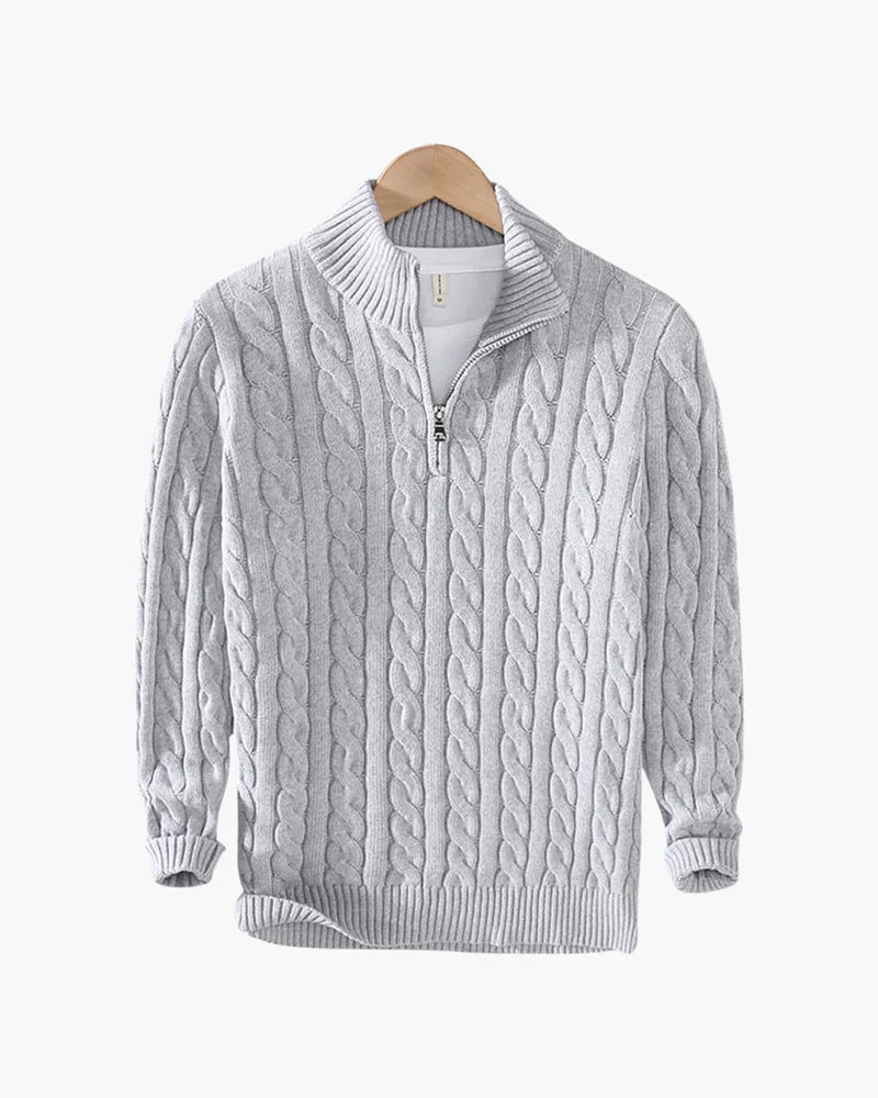 Pull en tricot à demi-fermeture éclair pour homme