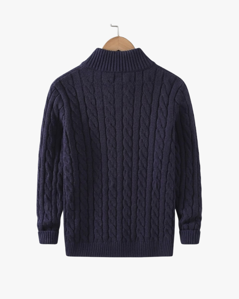 Pull en tricot à demi-fermeture éclair pour homme