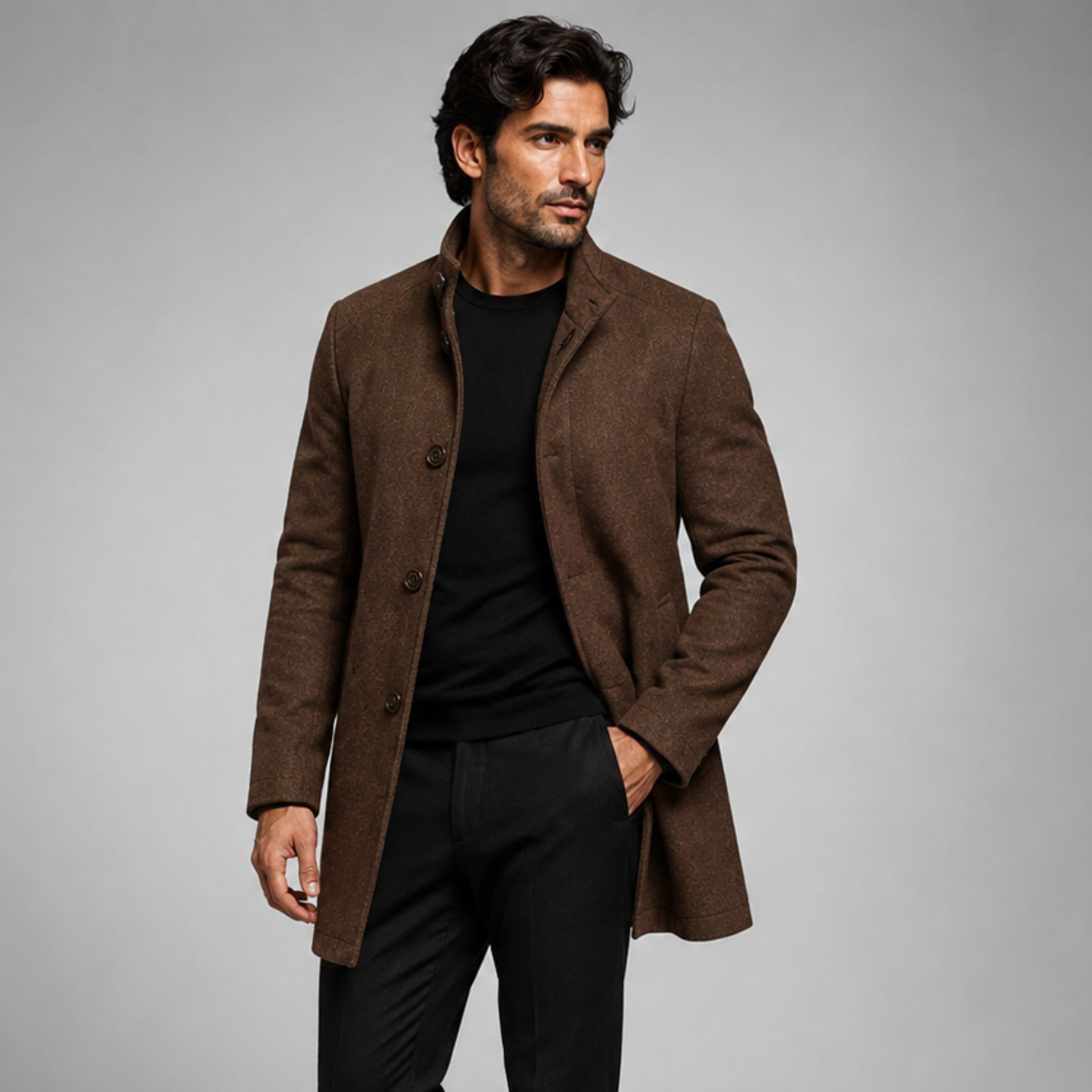Manteau en laine pour homme Manteau classique avec patte de boutonnage