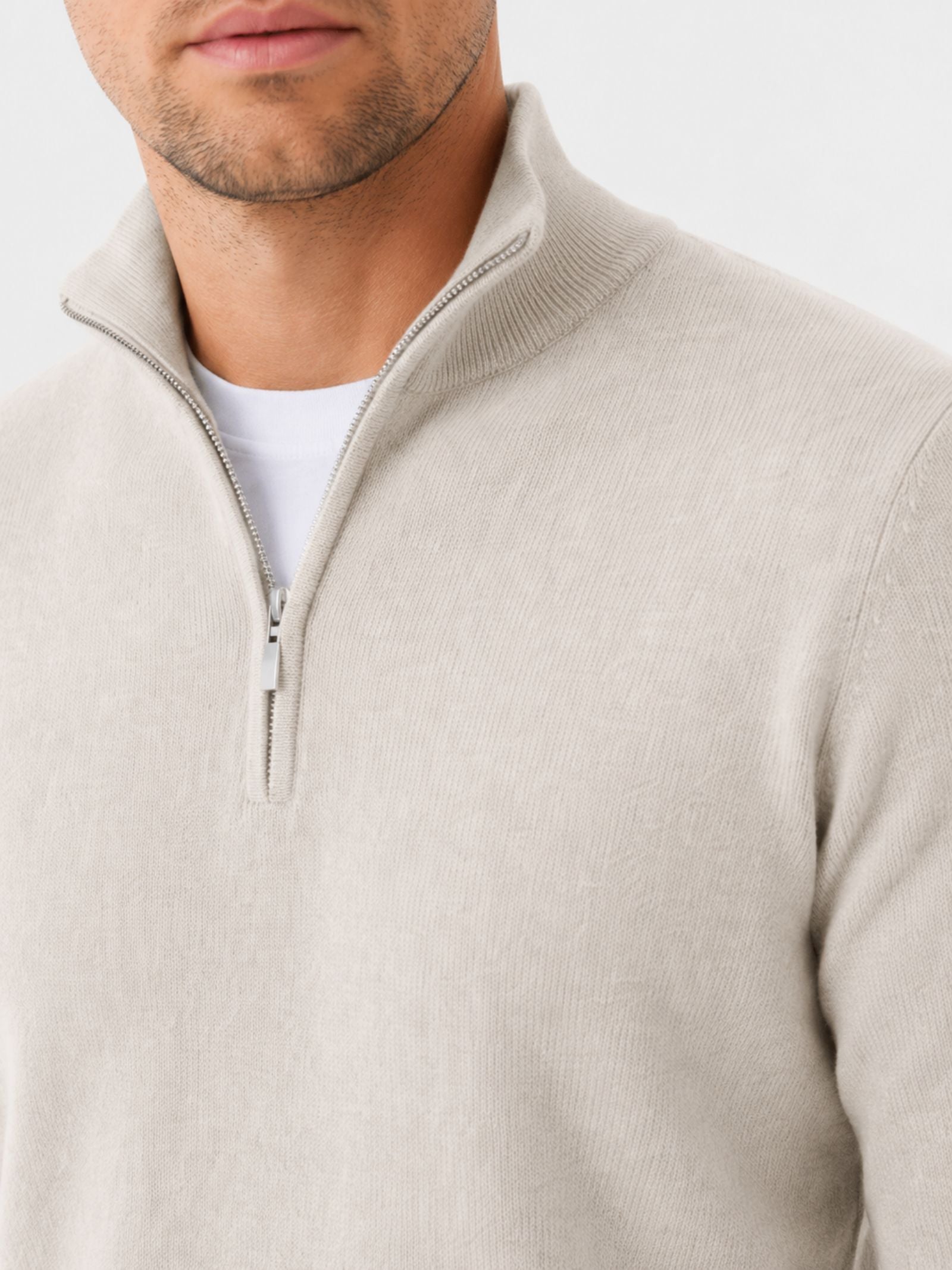 Pull en laine mérinos Hugo pour homme avec col en V et fermeture éclair