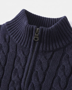 Pull en tricot à demi-fermeture éclair pour homme
