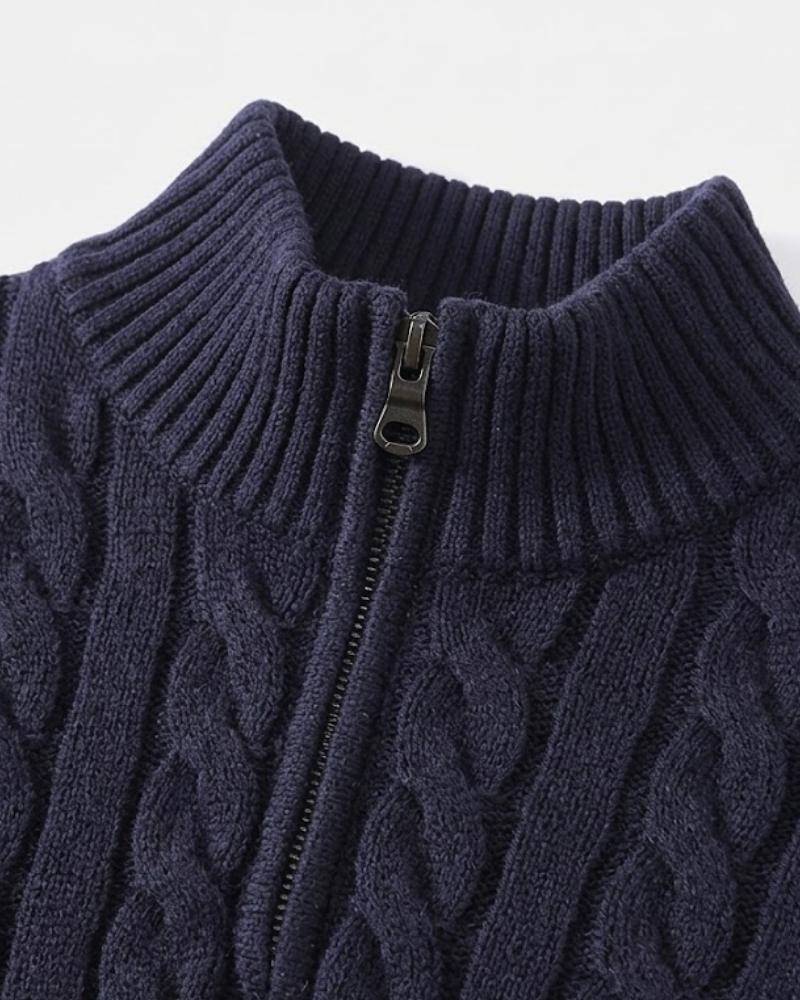 Pull en tricot à demi-fermeture éclair pour homme