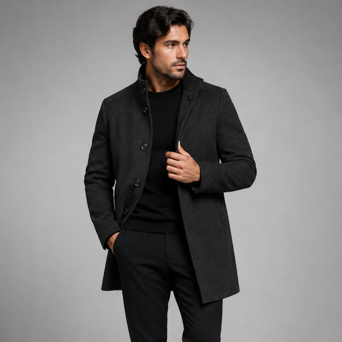 Manteau en laine pour homme Manteau classique avec patte de boutonnage