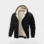 Cardigan à capuche en polaire Sherpa pour hommes avec fermeture éclair