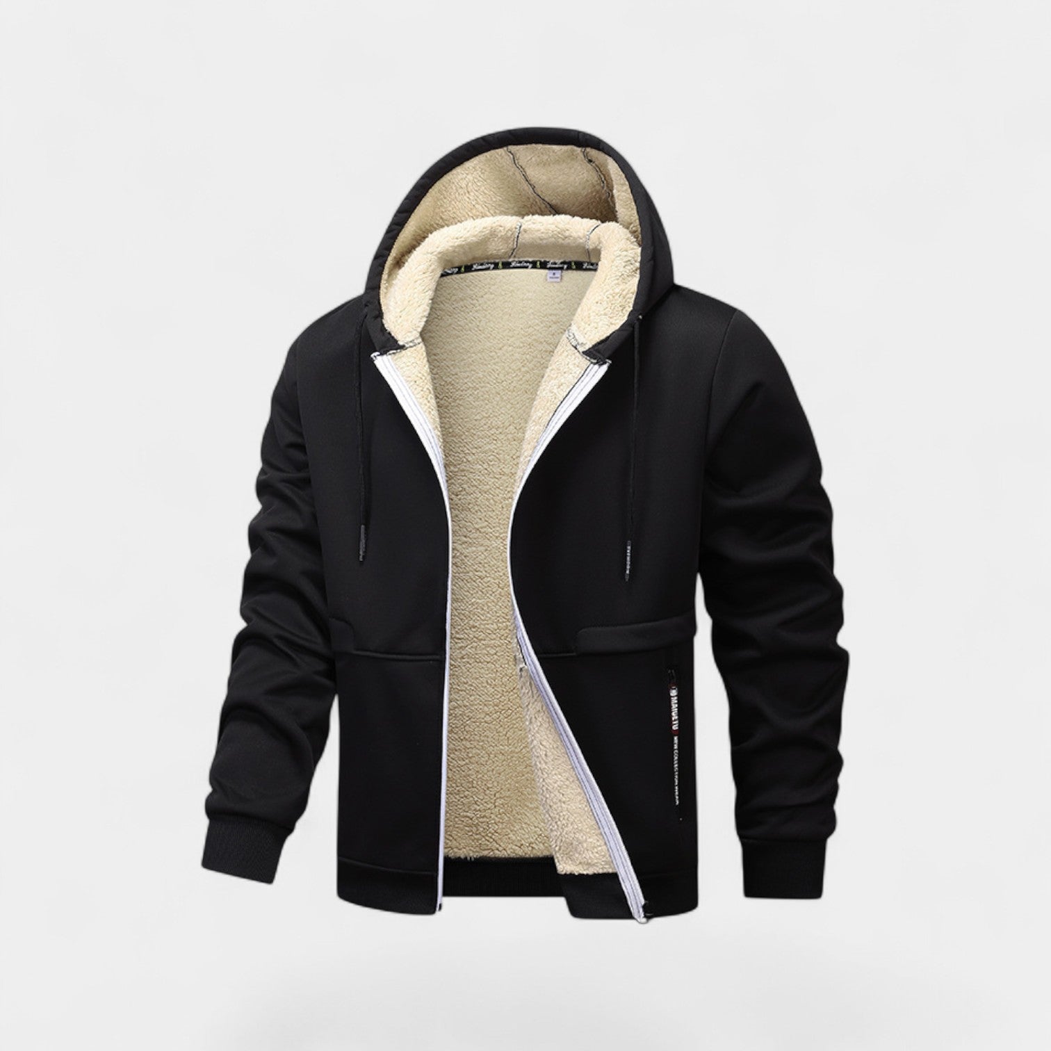 Cardigan à capuche en polaire Sherpa pour hommes avec fermeture éclair
