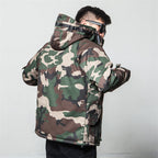 Herren Winterjacke mit Kapuze und Camouflage Muster