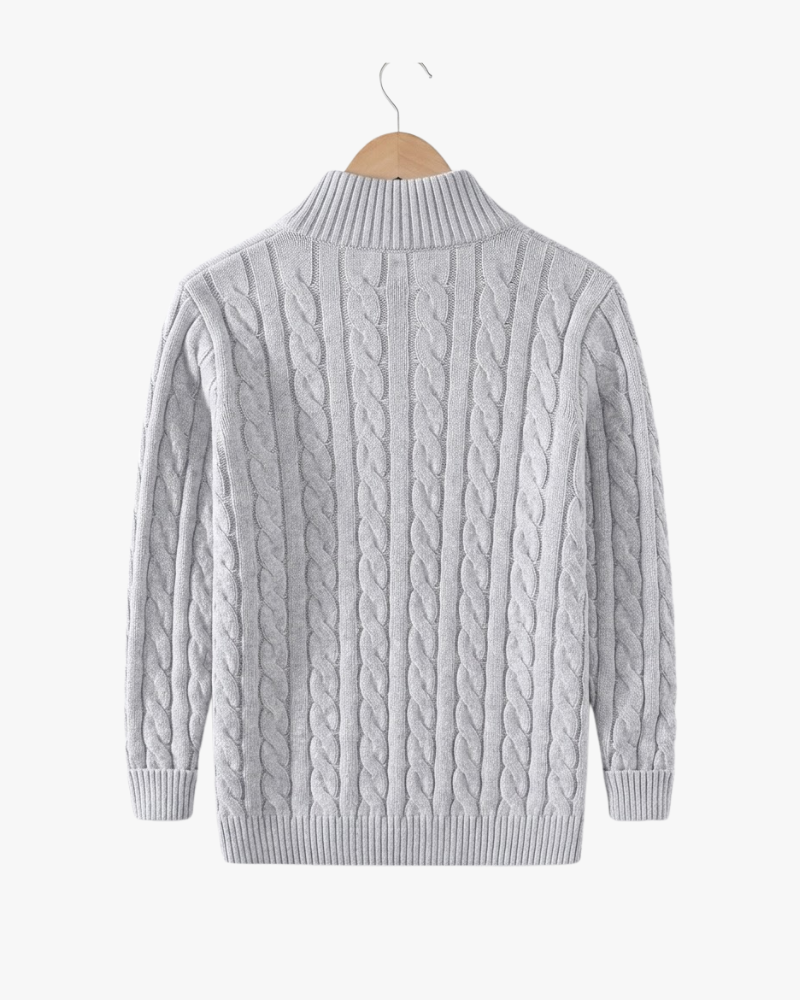 Pull en tricot à demi-fermeture éclair pour homme