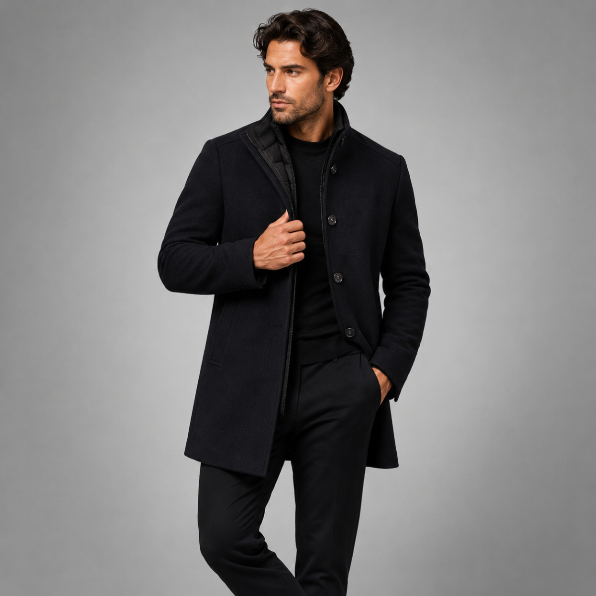 Manteau en laine pour homme Manteau classique avec patte de boutonnage