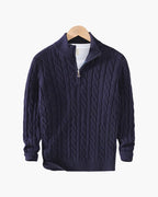 Pull en tricot à demi-fermeture éclair pour homme