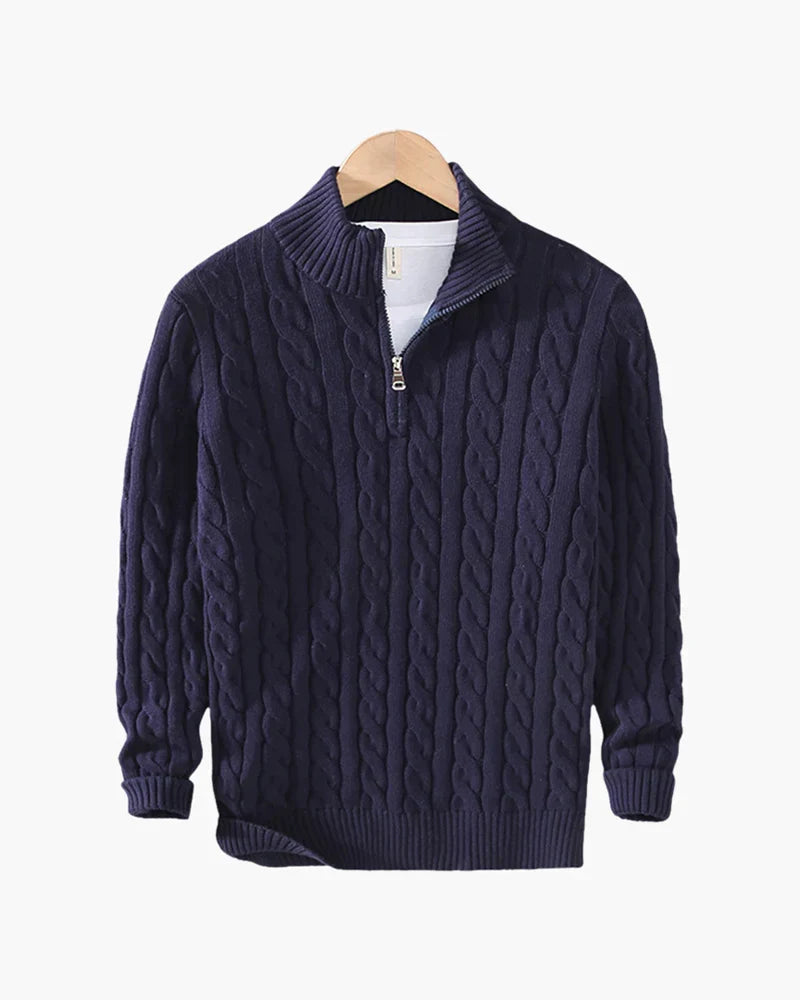 Pull en tricot à demi-fermeture éclair pour homme