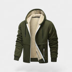 Cardigan à capuche en polaire Sherpa pour hommes avec fermeture éclair