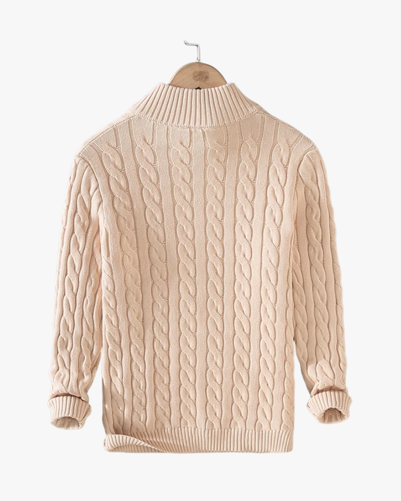 Pull en tricot à demi-fermeture éclair pour homme