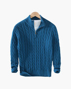 Pull en tricot à demi-fermeture éclair pour homme