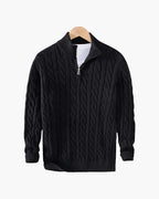Pull en tricot à demi-fermeture éclair pour homme