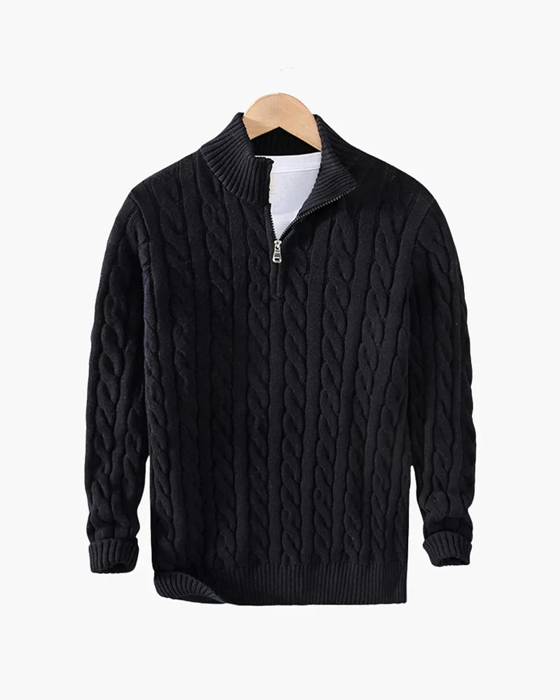 Pull en tricot à demi-fermeture éclair pour homme