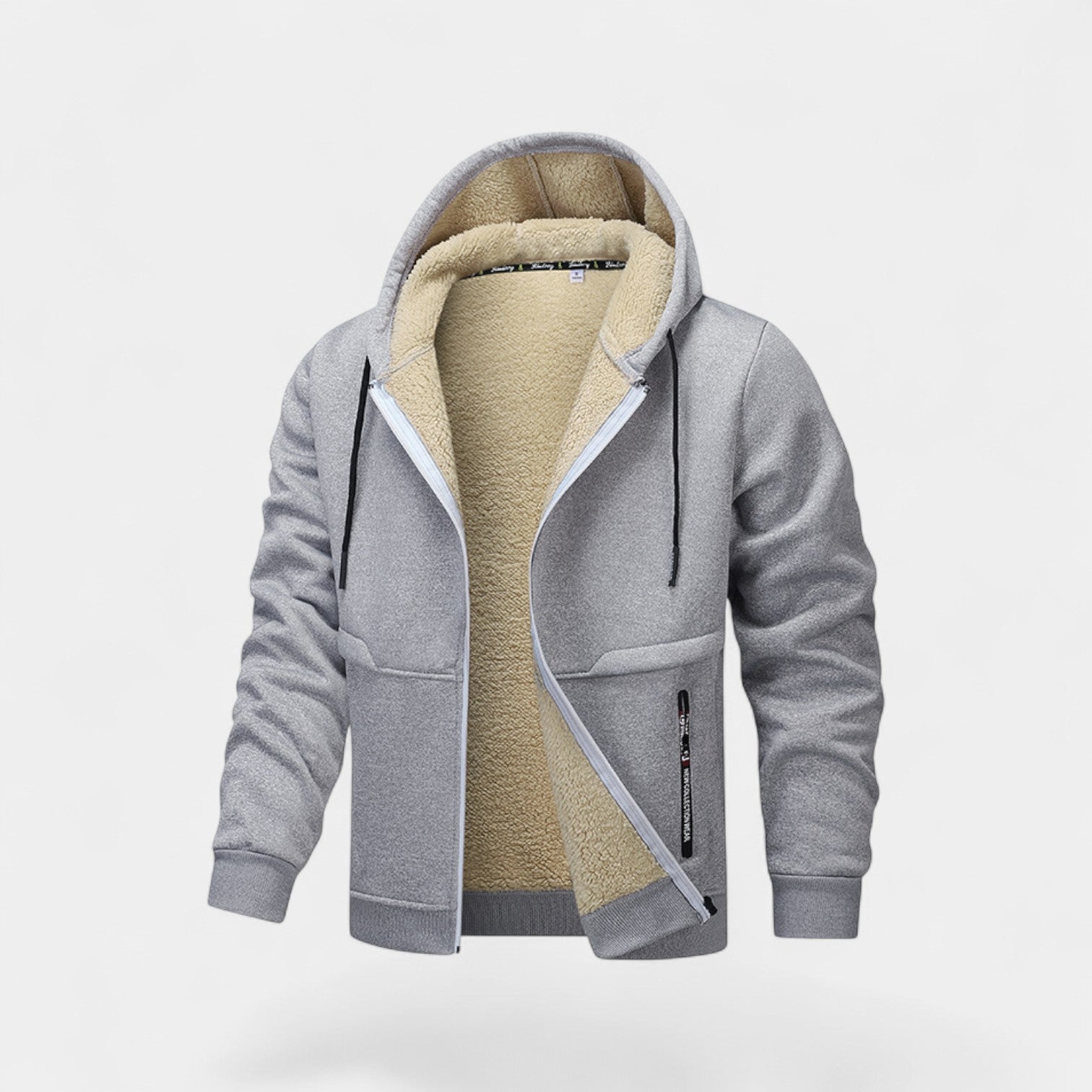 Cardigan à capuche en polaire Sherpa pour hommes avec fermeture éclair