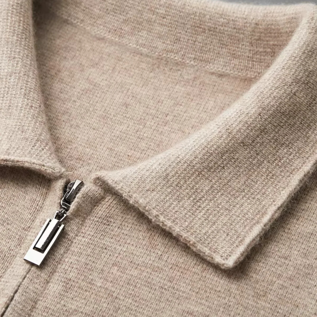 Herren Woll-Strickjacke mit Reißverschluss