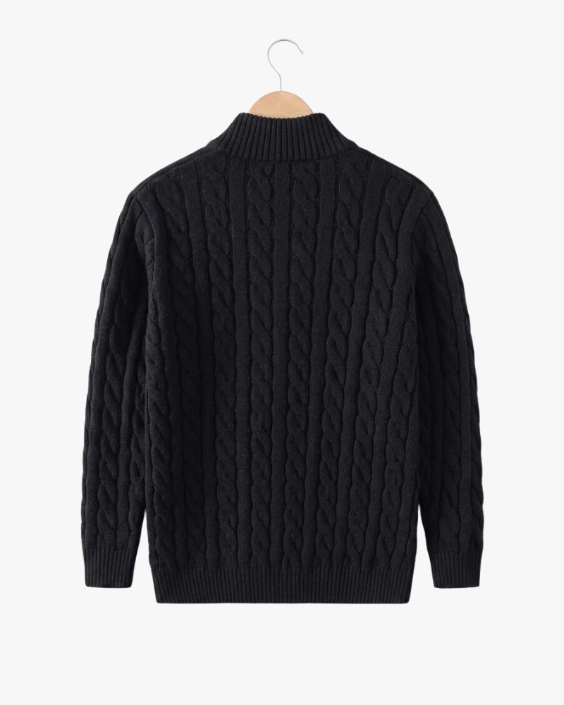 Pull en tricot à demi-fermeture éclair pour homme
