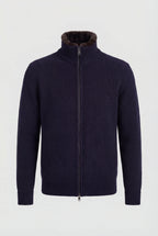 Cardigan homme avec fermeture éclair et col en fourrure