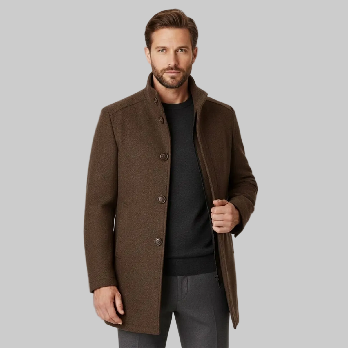 Manteau en laine pour homme Manteau classique avec patte de boutonnage