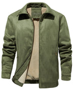 Groene herenjas met teddyvoering en ritssluiting