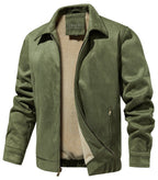 Groene herenjas met teddyvoering en ritssluiting