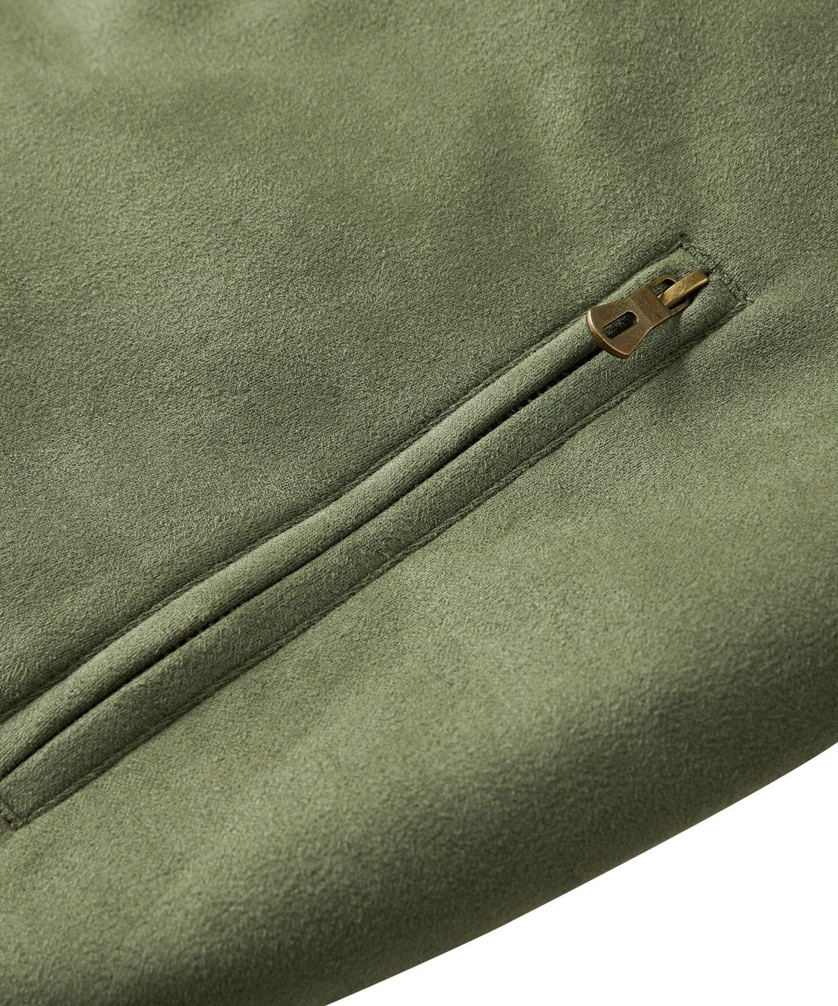 Groene herenjas met teddyvoering en ritssluiting