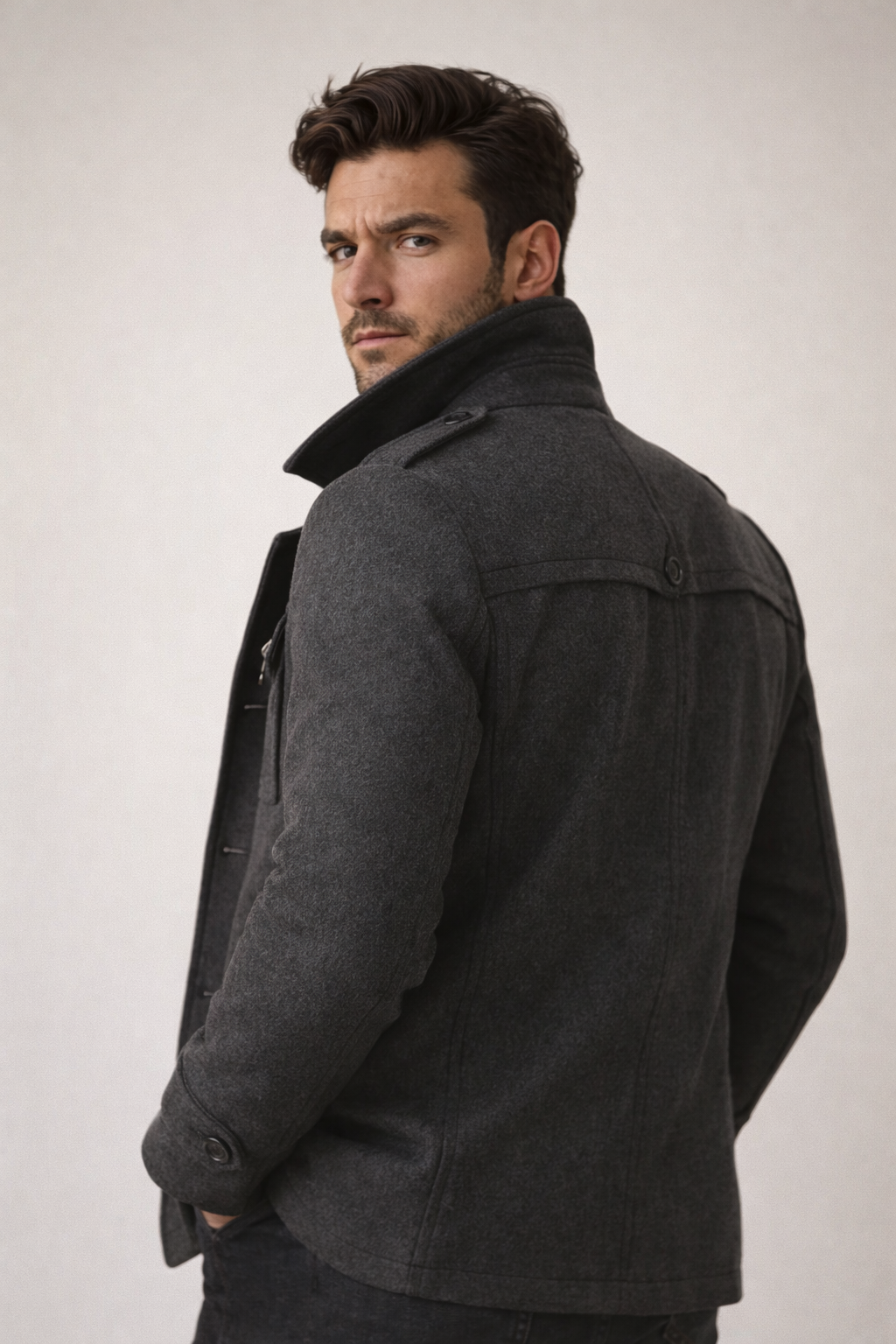 Manteau élégant pour homme en mélange de laine