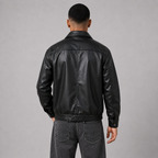 Herren Kunstlederjacke mit Druckknöpfen