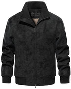 Zwarte herenjas in suède-look met warme fleece voering