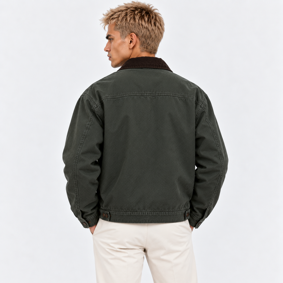 Herren Canvasjacke mit Cordkragen