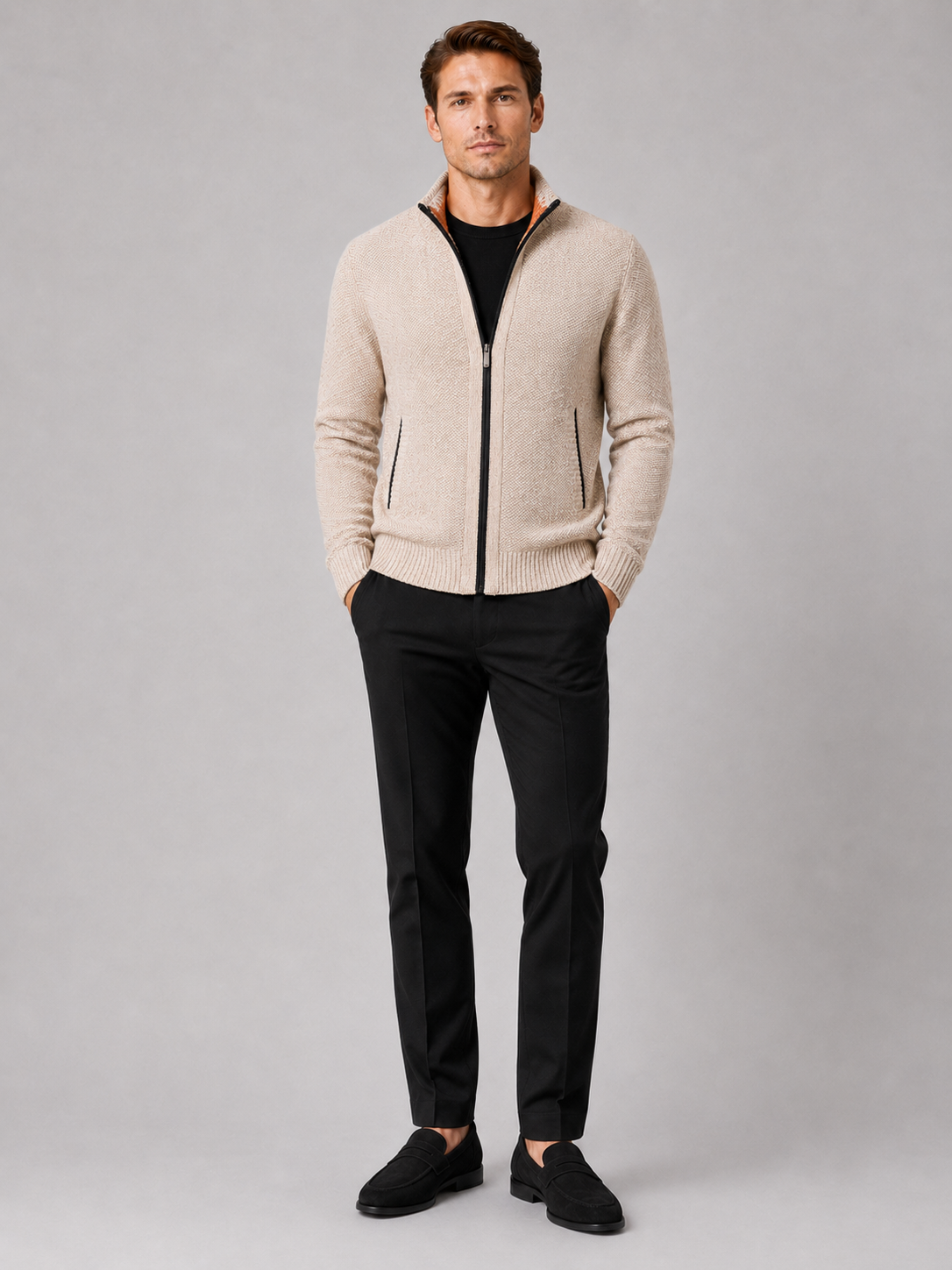 Herren Fleece-Strickjacke mit Reißverschluss