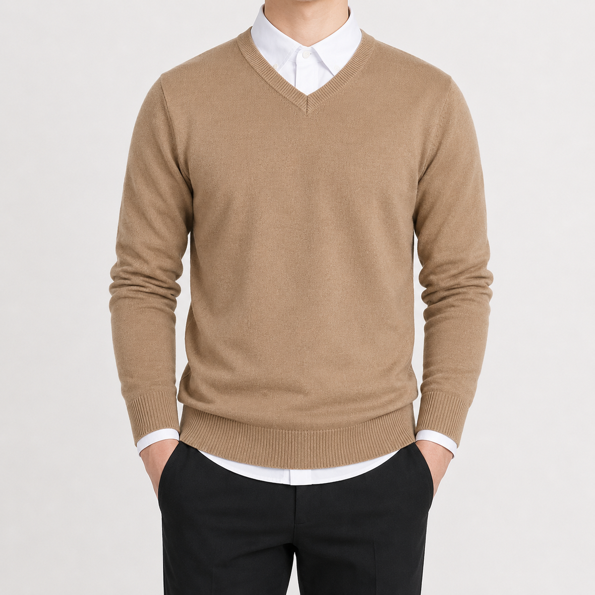 Herren Pullover mit V Ausschnitt Leicht und Klassisch