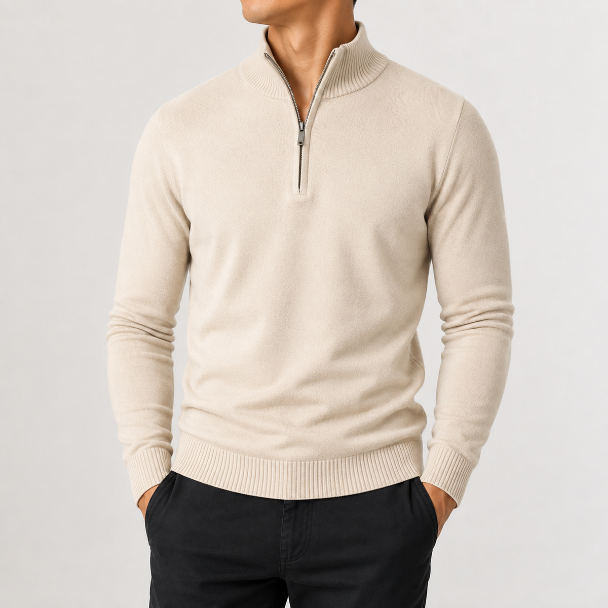 Herren Pullover mit Reißverschluss und Strick