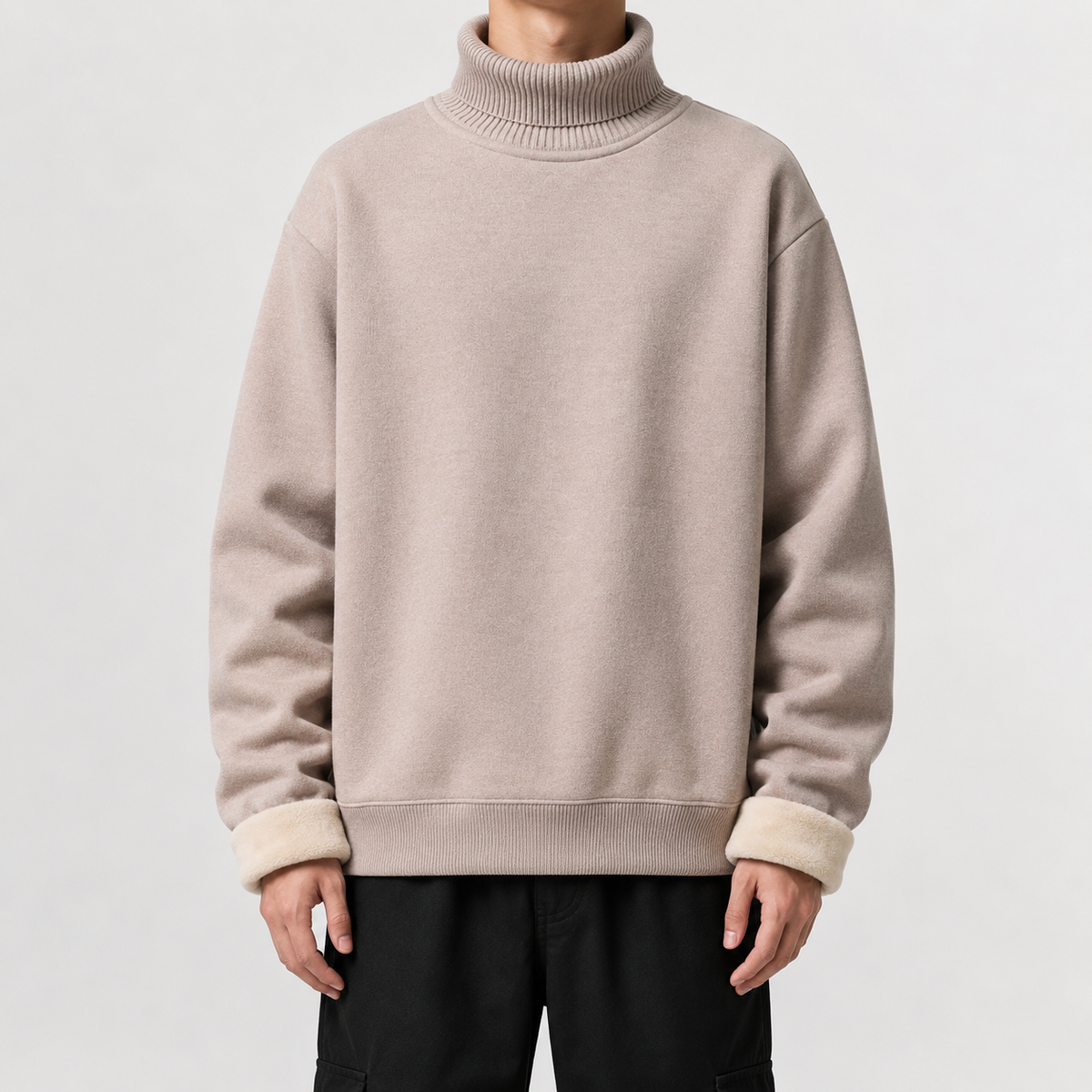 Oversized Herren Fleecepullover Gefüttert
